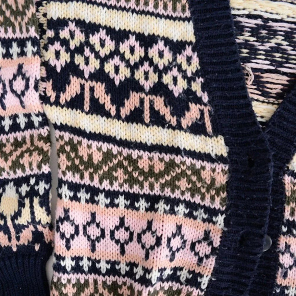 Vintage Pure Stuff Navy and Pink Knit Button Cardigan  Size Small - Picture 12 of 12